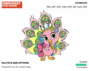 Rapunzel's Peacock Sundrop - Palace Pets - Miscellaneous Designs - Disney Embroidery Design in 3 sizes & 8 formats