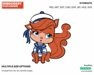 Treasure In Sailor's Outfit - Palace Pets - Whisker Haven - Miscellaneous Designs - Disney Embroidery Design in 3 sizes & 8 formats