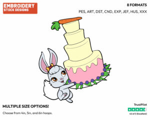 Berry Carrying Carrot Cake - Palace Pets - Whisker Haven - Miscellaneous Designs - Disney Embroidery Design in 3 sizes & 8 formats