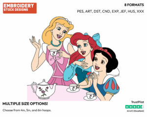 Ariel, Aurora, Snow White - Disney Princesses - Group - Miscellaneous Designs - Disney Embroidery Design in 3 sizes & 8 formats