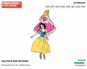 Ballerinas Aurora, Snow White - Disney Princesses - Group - Miscellaneous Designs - Disney Embroidery Design in 3 sizes & 8 formats