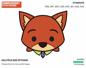 Nick Wilde - Disney Kawaii Tsum Tsum - Miscellaneous Designs - Disney Embroidery Design in 3 sizes & 8 formats