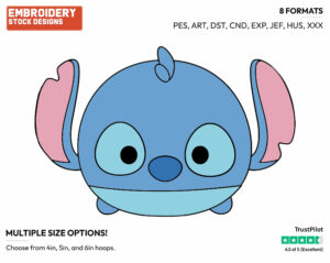 Stitch - Disney Kawaii Tsum Tsum - Miscellaneous Designs - Disney Embroidery Design in 3 sizes & 8 formats