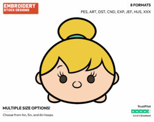 Tinker Bell - Disney Kawaii Tsum Tsum - Miscellaneous Designs - Disney Embroidery Design in 3 sizes & 8 formats