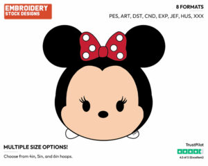 Minnie Mouse - Disney Kawaii Tsum Tsum - Miscellaneous Designs - Disney Embroidery Design in 3 sizes & 8 formats