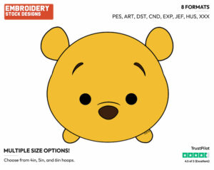 Winnie The Pooh - Disney Kawaii Tsum Tsum - Miscellaneous Designs - Disney Embroidery Design in 3 sizes & 8 formats