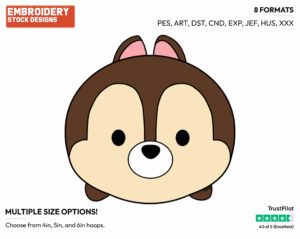 Chip - Disney Kawaii Tsum Tsum - Miscellaneous Designs - Disney Embroidery Design in 3 sizes & 8 formats