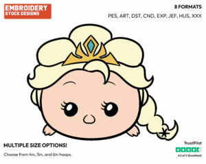 Elsa - Disney Kawaii Tsum Tsum - Miscellaneous Designs - Disney Embroidery Design in 3 sizes & 8 formats