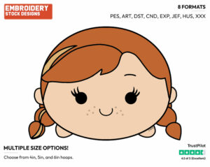 Anna - Disney Kawaii Tsum Tsum - Miscellaneous Designs - Disney Embroidery Design in 3 sizes & 8 formats