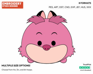 Cheshire Cat - Disney Kawaii Tsum Tsum - Miscellaneous Designs - Disney Embroidery Design in 3 sizes & 8 formats