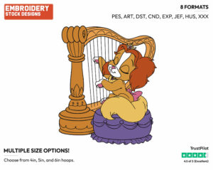 Teacup Playing Harp - Palace Pets - Miscellaneous Designs - Disney Embroidery Design in 3 sizes & 8 formats