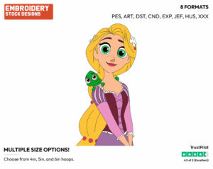 Rapunzel, Pascal - Rapunzel's Tangled Adventure - TV Shows - Disney Embroidery Design in 3 sizes & 8 formats